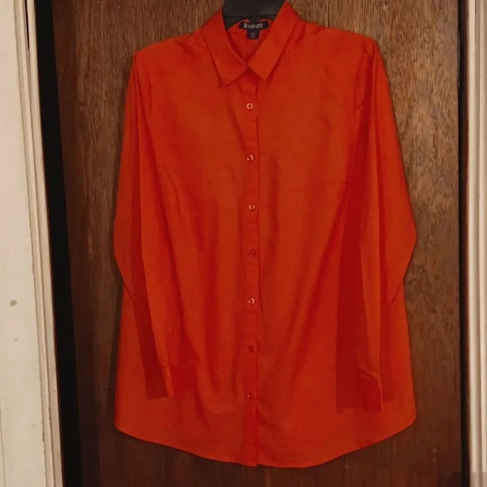 Roman's Women's Longsleeve Dress Shirt Button Down Orange 14W
